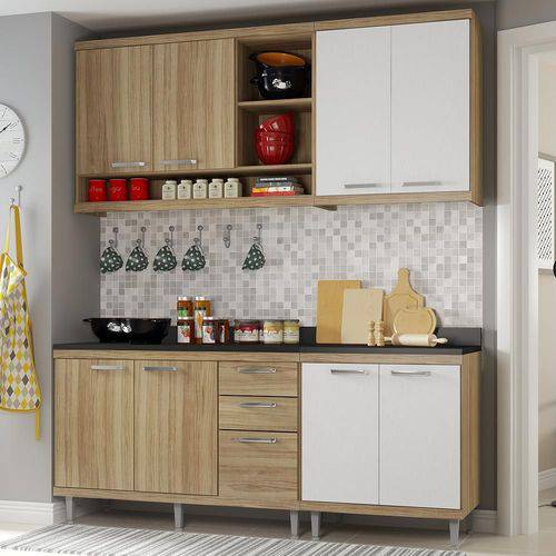 Cozinha Compacta 8 Portas para Pia com Balcão 5818 Branco/Argila
