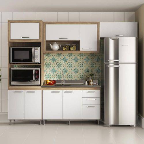 Cozinha Compacta 8 Portas Sem Tampo 5720 Branco/Argila - Multimóveis