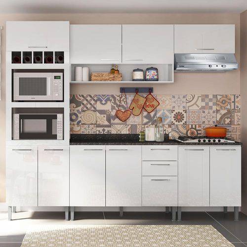 Cozinha Compacta 9 Portas Isadora 0424t Branco - Genialflex