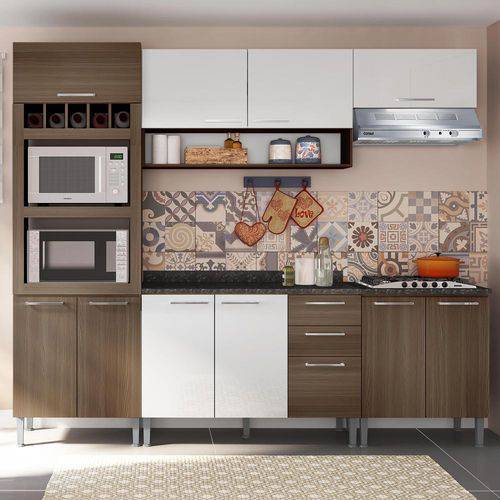 Cozinha Compacta 9 Portas Isadora 0424t Castanho/Branco - Genialflex