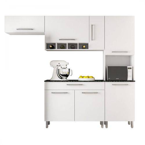Cozinha Compacta Balcão com Tampo 3 Peças Luna Poliman Móveis Branco