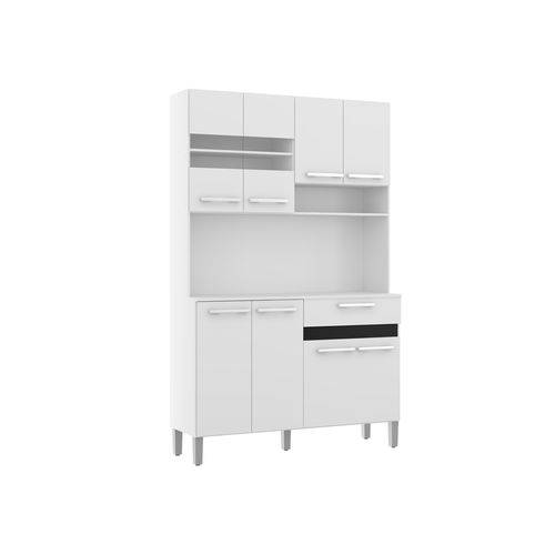 Cozinha Compacta com 8 Portas e 1 Gaveta AC810 - Branco/ Preto Liso