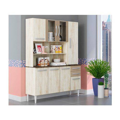 Cozinha Compacta com 8 Portas Kamile Essence/brown - Lc Móveis