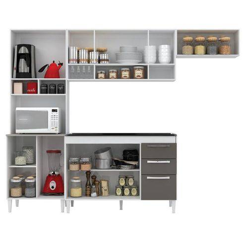 Cozinha Compacta com Balcão Carol 12 Portas Malbec/aspen/malbec - Mpdecor