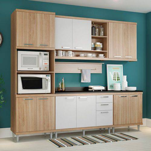 Cozinha Compacta com Tampo 12 Portas 5815 Argila/Branco - Multimóveis