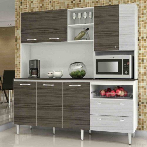Cozinha Compacta com Tampo Jade Kits Paraná Branco/Dubai/Rovere