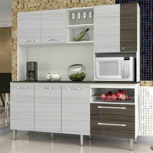 Cozinha Compacta com Tampo Jade Kits Paraná Branco/Rovere/Dubai