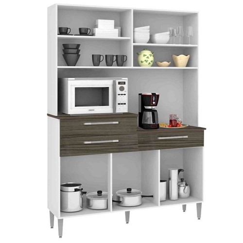 Cozinha Compacta com Tampo Jade Kits Paraná Branco/Rovere/Dubai