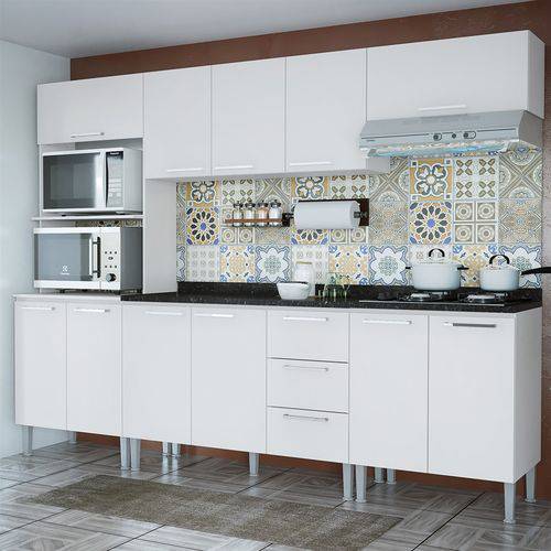 Cozinha Compacta Genialflex Bianca Branco Brilho com Tampo