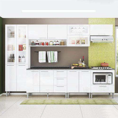 Cozinha Compacta Genialflex Emanuella Branco Brilho com Tampo