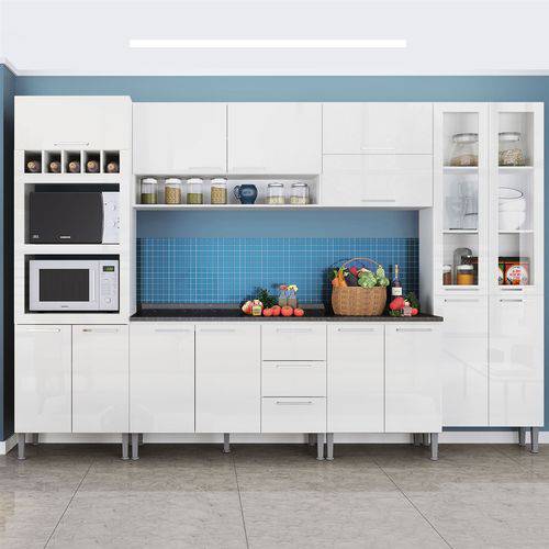 Cozinha Compacta Genialflex Rafaela Branco Brilho com Tampo