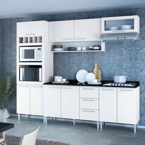 Cozinha Compacta Genialflex Stella Branco Brilho com Tampo