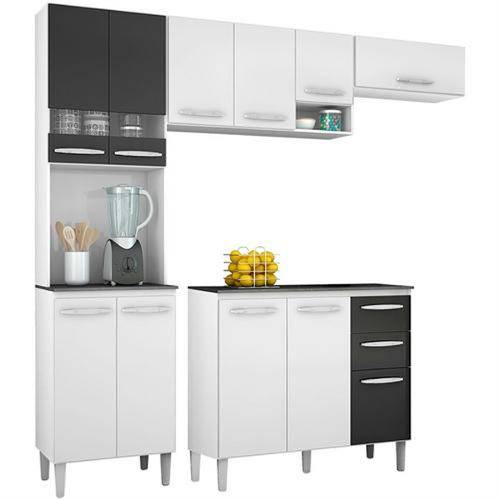Cozinha Compacta Isadora 4 Peças Branco / Preto Poquema