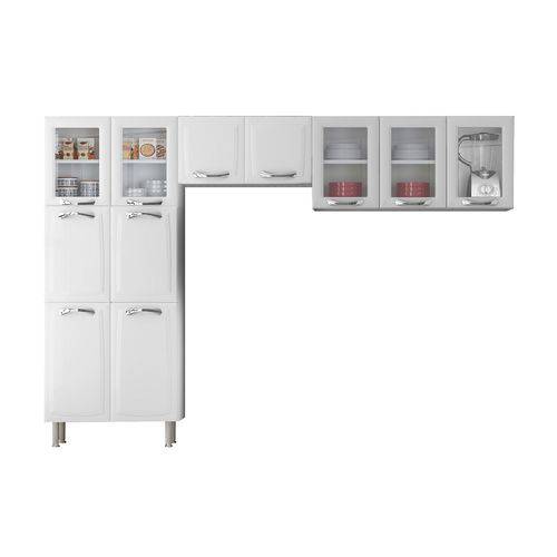 Cozinha Compacta Itatiaia Premium 3 Pçs 11 Portas 5 C/ Vidro Branco