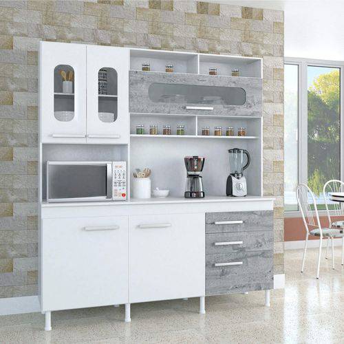 Cozinha Compacta Mônaco 5 Portas 3 Gavetas Linha Criative Atualle Móveis Branco/Vanilla