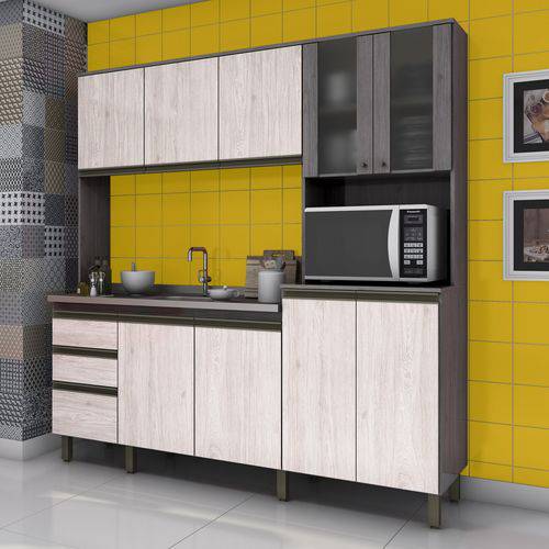 Cozinha Compacta 3 Peças B113 Briz não Acompanha Tampo Gris/Palha
