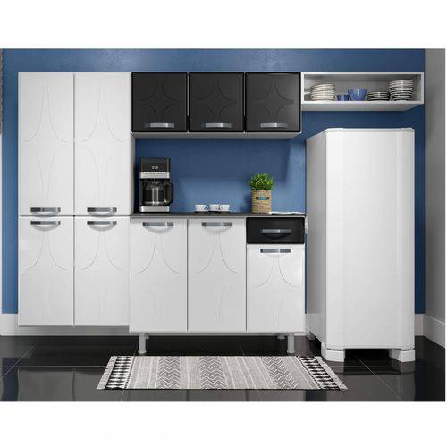 Cozinha Compacta 3 Peças Sem Balcão Rubi Telasul Branco/Preto