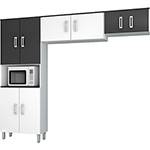 Cozinha Compacta Poliman Letícia 3 Peças: Paneleiro Duplo, Armário Aéreo e Armário Geladeira