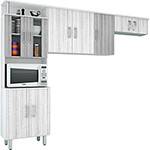 Cozinha Compacta Poliman Suíça Branco/Platino/Cinza TX 3 Peças: Paneleiro, Aéreo e Armário Geladeira