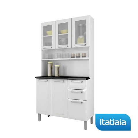Cozinha Compacta Regina - Largura 105 Cm - Porta de Vidro - Branco - Aço - Itatiaia