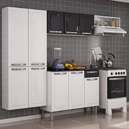 Cozinha Compacta Rose 10 Portas 1 Gaveta de Aço Itatiaia - Branco/preto