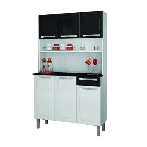 Cozinha Compacta Rose 6 Portas Aço I3G1-105 Branco/Preto 1V - Itatiaia