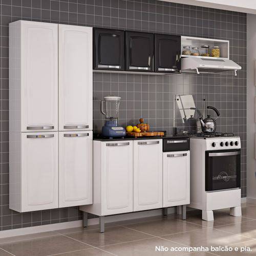 Cozinha Compacta Sem Balcão Aço Rose Itatiaia Branco/preto