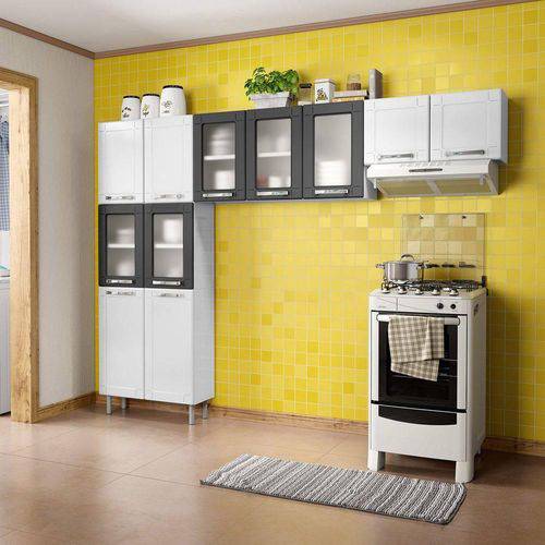 Cozinha Compacta Sem Balcão 3 Peças Múltipla Bertolini Brancopreto