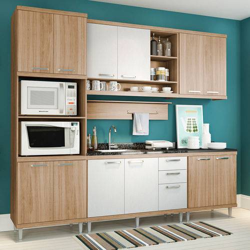 Cozinha Compacta Sem Tampo 12 Portas 5814 Argila/Branco - Multimóveis