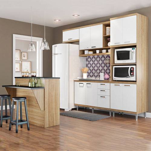 Cozinha Compacta Sem Tampo 12 Portas 5843 Argila/Branco - Multimóveis
