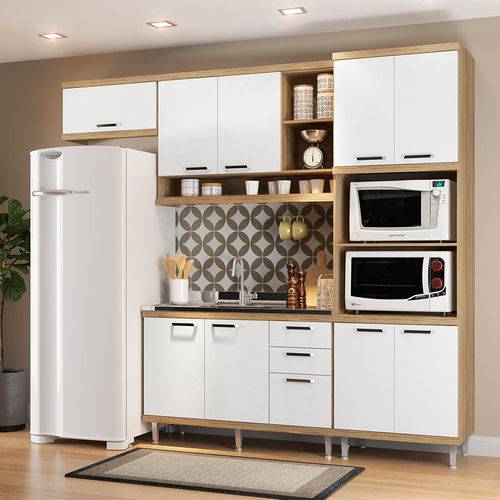 Cozinha Compacta Sem Tampo 9 Portas 5828 Argila/Branco - Multimóveis
