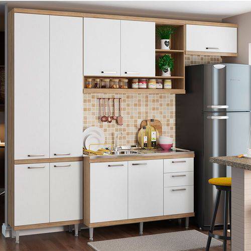 Cozinha Compacta Sicília 4 Peças 5840 Multimóveis Argila com Branco