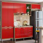 Cozinha Compacta Sicília 4 Peças 5840 Multimóveis Argila com Vermelho