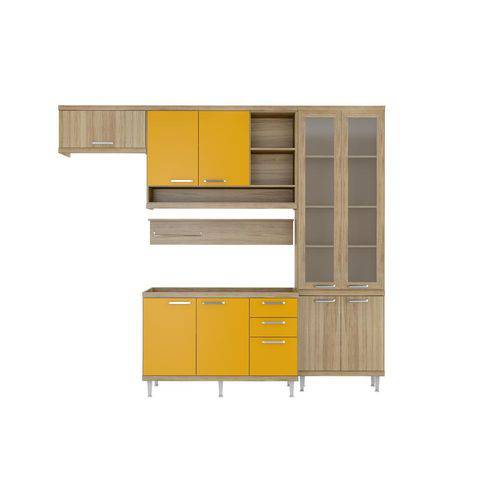 Cozinha Compacta Sicília Modulada 5 Peças 5816-S9 Paneleiro Duplo Argila/Amarelo - Multimóveis