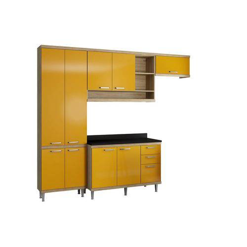 Cozinha Compacta Sicília Modulada 5 Peças 5841-S20T Argila/Amarelo - Multimóveis