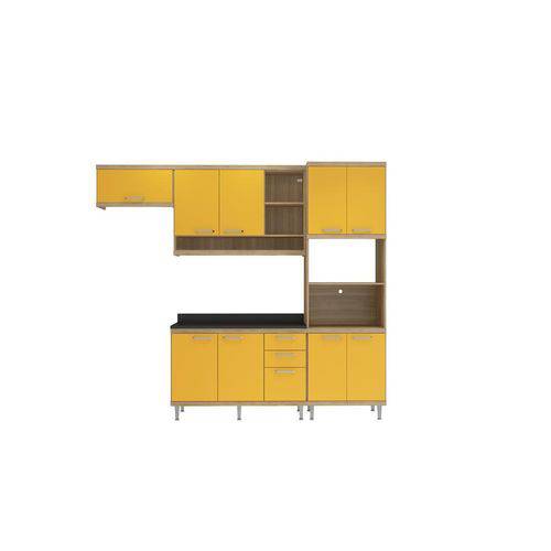 Cozinha Compacta Sicília Modulada 5 Peças 5829-S14T Argila/Amarelo - Multimóveis