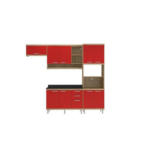 Cozinha Compacta Sicília Modulada 5 Peças 5829-s14t Argila/vermelho - Multimóveis