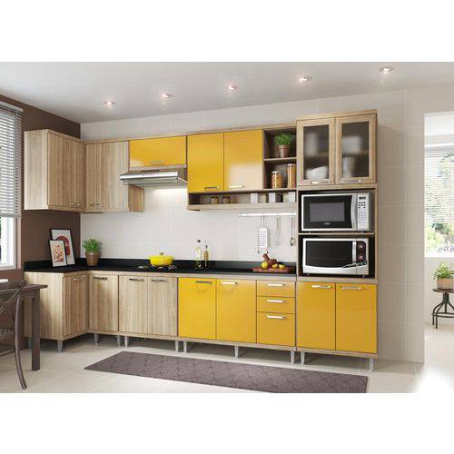 Cozinha Compacta Sicília Modulada 8 Peças 5831-S15 Argila/Amarelo - Multimóveis