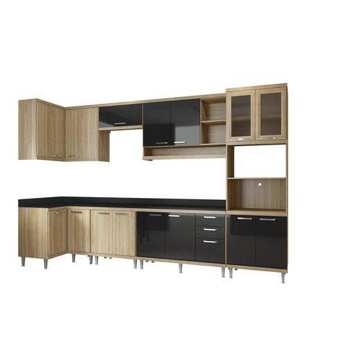 Cozinha Compacta Sicília Modulada 8 Peças 5831-S15 Argila/Preto - Multimóveis