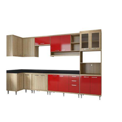 Cozinha Compacta Sicília Modulada 8 Peças 5831-S15 Argila/Vermelho - Multimóveis