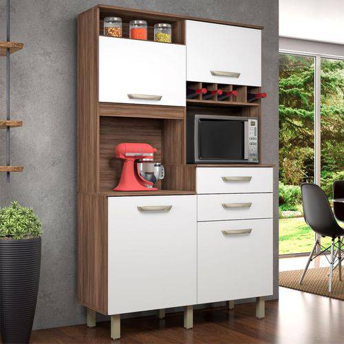 Cozinha Compacta Smart Jr Nogal/branco - Nesher