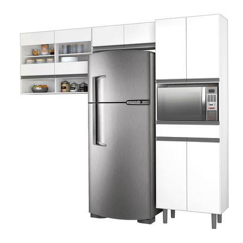 Cozinha Compacta Zanzini Móveis New Clean 8 Portas 1 Gaveta Branco