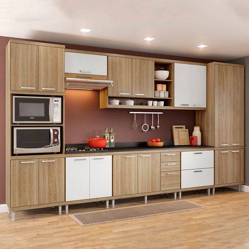 Cozinha Completa com Tampo 17 Portas 5833 Argila/Branco - Multimóveis