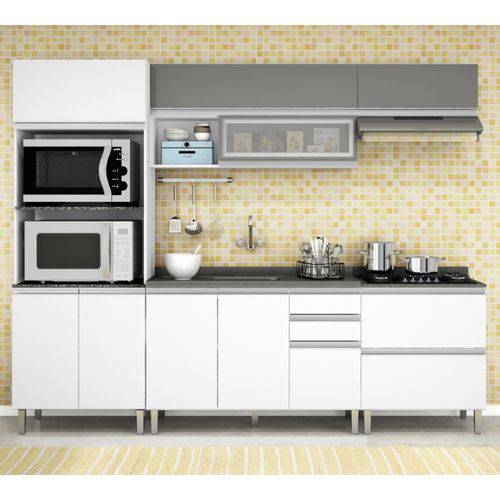 Cozinha Completa Modulada Evidencce Branco Prata 05 Módulos 275 Cm