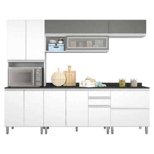 Cozinha Completa Modulada Evidencce Branco Prata 05 Módulos 280 Cm