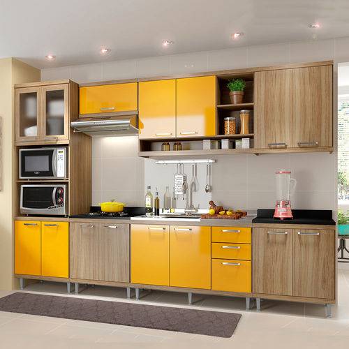 Cozinha Completa Sem Tampo 15 Portas 5834 Argila/Amarelo - Multimóveis