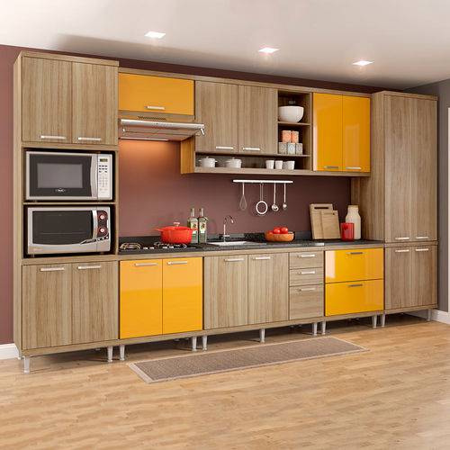 Cozinha Completa Sem Tampo 17 Portas 5832 Argila/Amarelo - Multimóveis