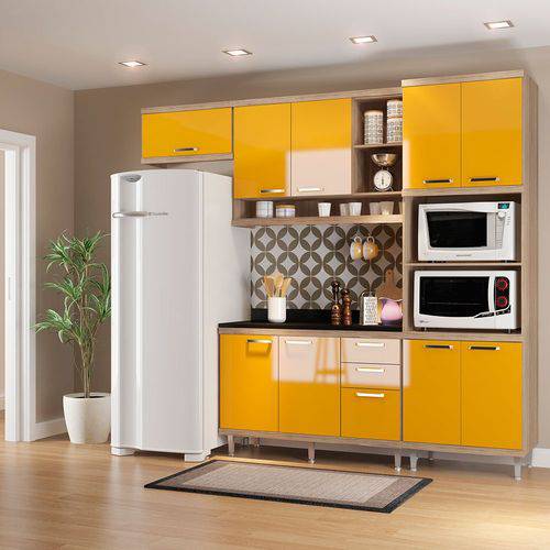 Cozinha Completa Sicília 5 Peças 5829 Multimóveis Argila com Amarelo
