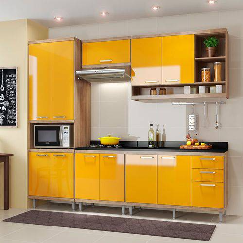 Cozinha Completa Sicília 6 Peças 5809 Multimóveis Argila com Amarelo