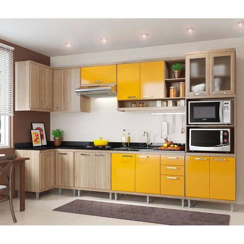 Cozinha Completa Sicília 7 Peças 5830 Multimóveis Argila com Amarelo